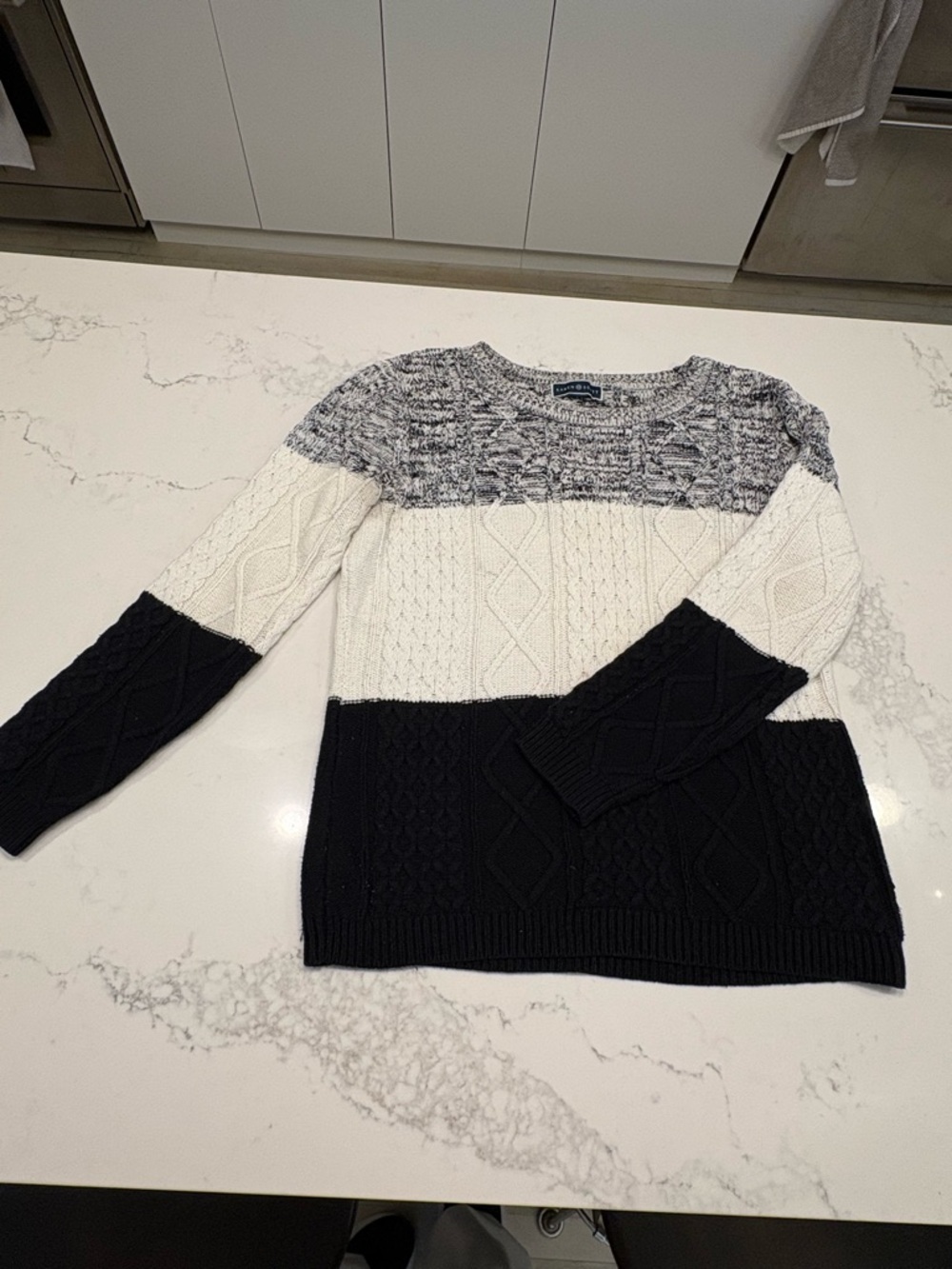 Karen Scott Marled Knit Sweater in Black & White
